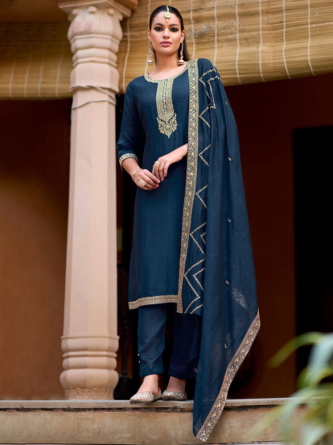 Indo Era 2368 Silk Straight Cut Kurta With Bottom Dupatta Catalog